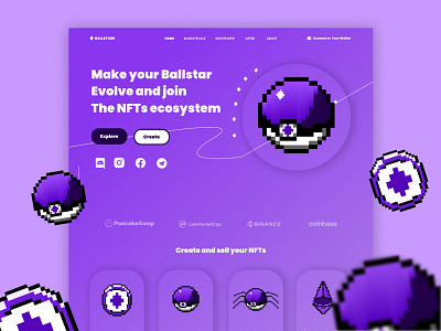 BallStar NFTs - NFT Game Marketplace Landing Page branding design graphic design illustration landing page logo nft ui ux vector web web design