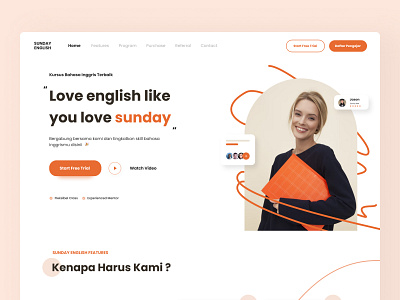 English Course Landing Page 3d animation branding course design english course graphic design illustration landing page logo motion graphics ui ux vector web web design