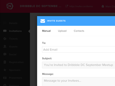 Updated Invitations Module dashboard nvite