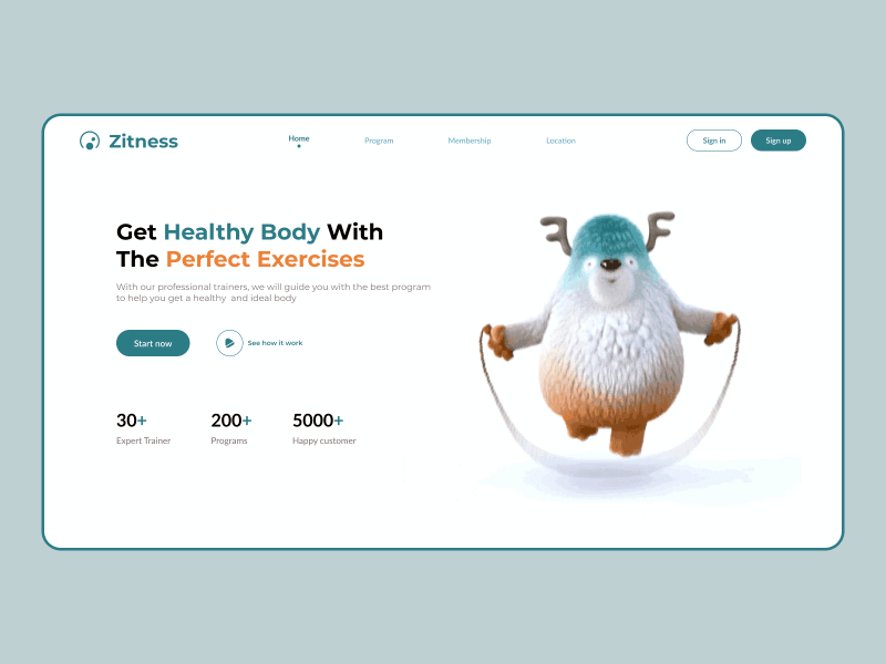 Zitness - Webshot design ui ux web design