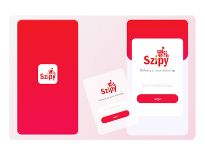 Login nd Splash Screens: Szipy - Delivery Mobile Application app delivery design food graphic design login splash typography ui ux