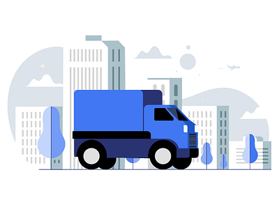 Truck art art direction blue building casaone furniture illustration truck ui vector visual design