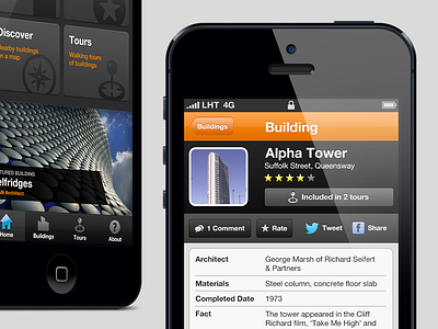 Walking Architecture App app birmingham ios location maps orange ui walking architecture