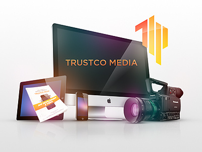 Trustco Media Website app apple blue camera clean colour composition creative design digital illustration imac ios ipad iphone photo illustration website