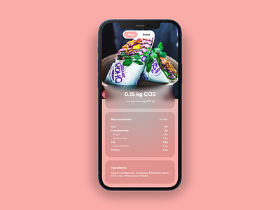 Sustainable foods concept 🌱 Carbon footprint calculation 2d app colorful design gradient minimalism mobile real-world ui use-case