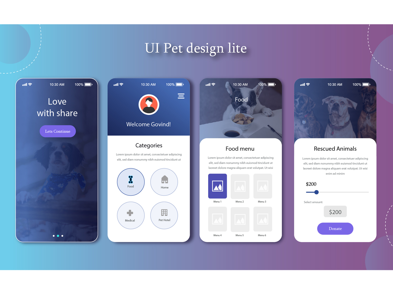 UI Pet design lite by Govindraya on Dribbble