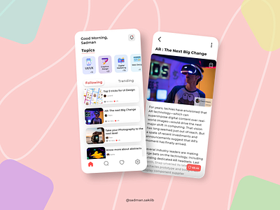 E-Newspaper App UI Exploration adobe xd design ui ui design ui inspiration