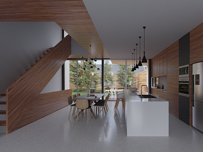 Wooden House 3d architecture design render