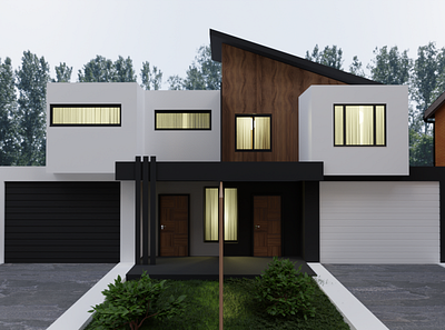 Modern Split-House 3d architecture design render