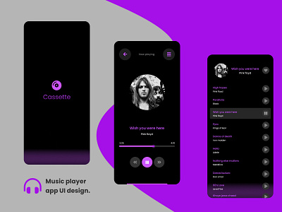 Cassette - Music Player App Ui design app design app ui design clean custom design designer mobile app mobile app designer ui ui designer uidesign