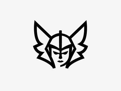 Valkyrie face icon logo mark monoline nordic thickline