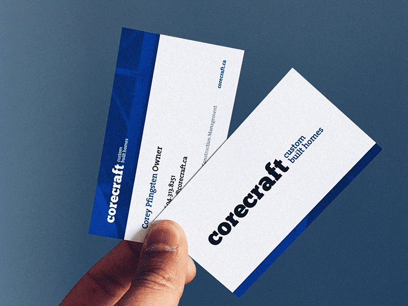 Corecraft ID businesscards cards construction digital identity logo print website