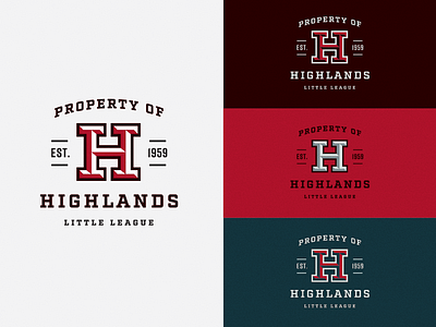 Property of Highlands Little League athletic baseball classic little league retro sports typography