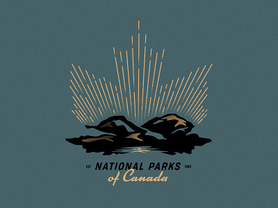 National Parks of Canada badge canada illustration maple leaf mountains parks stars tee