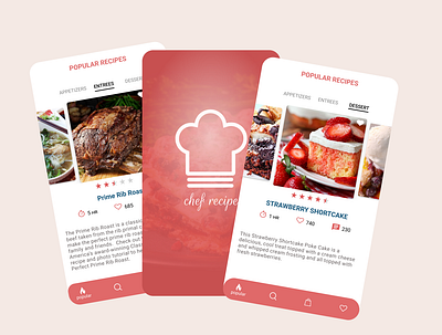 recipes app app design appetizer chef hat clean colors design desserts figma food food app fooddesign logo mobile recipe app recipes style ui ui ux