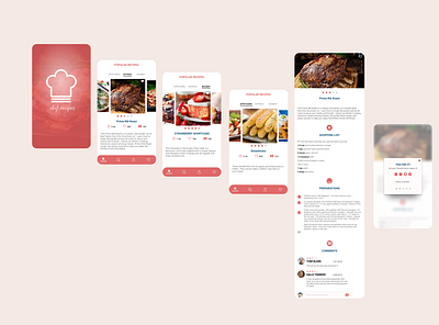 chef recipes app app design appetizer chef hat clean design figma food food app logo mobile recipes ui ui ux