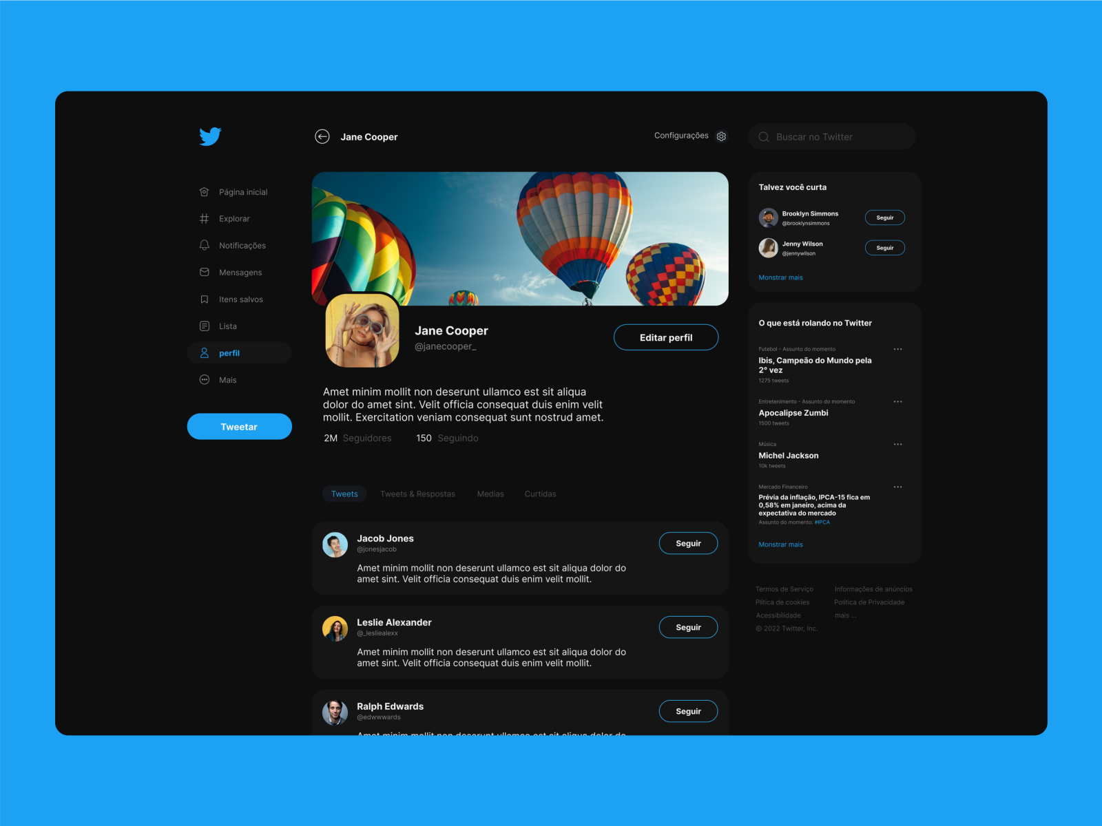 twitter profile redesign by naianderson bruno on Dribbble