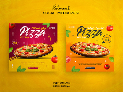 Restaurant social media post or square banner design discount facebook post fast food feed banner instagram post pizza restaurant social media social media post social network square square banner square post template web banner