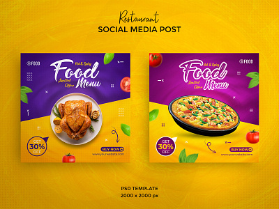 Fast food restaurant social media post chicken design discount facebook post fast food feed post food instagram post pizza restaurant social media post social network square banner square flyer template web banner