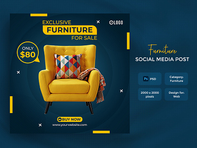 Furniture social media post or feed banner