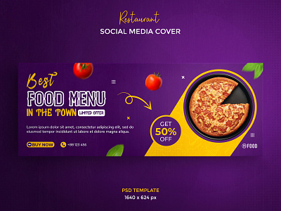Restaurant social media post or facebook cover template cover discount facebook cover facebook post fast food food menu group banner page banner pizza restaurant social media post social network square banner template