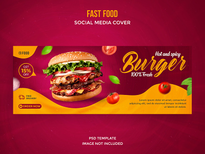 Food social media post or Facebook cover template burger ad design discount facebook cover facebook post fast food food online business restaurant banner sale ad social media cover social media post social network template