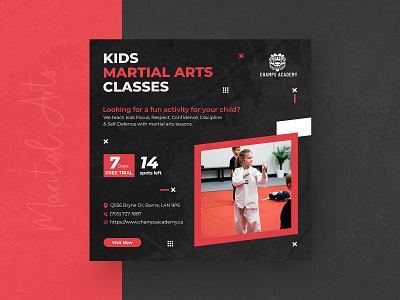 Martial arts promotion social media post ads design banner ads black red design discount facebook post instagram ads instagram post marketing ads martial arts promotion banner social media post social network sports square web banner template