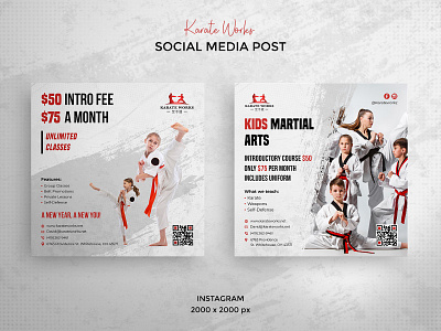 Martial Arts Social Media Ads ad design ads banner ads banner design design facebook ads facebook post instagram ads instagram post karate marketing ads martial arts social media post social network sports template