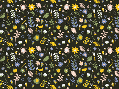 Happy Pattern Camper flowers illustration pattern skillshare vector illustration