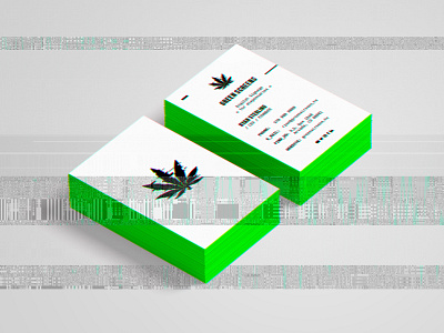 GreenScreens business cards design art direction branding business card cannabis store corporate identity dispensaries embossing fluo fluo pantone glitch graphic design graphiste freelance green logo logo design print