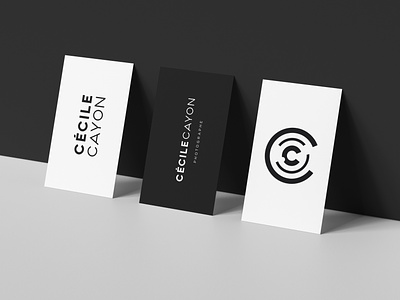 Business cards designs for Cécile Cayon Photo art direction black white branding business cards corporate identity embossed graphic design graphiste freelance logo logo design print design stationary