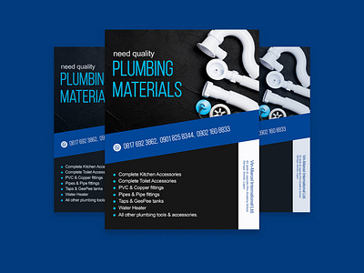 Plumbing business flyer branding graphic design logo