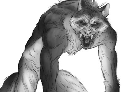 Wolfman Sketch - Front View full moon lycanthropy man moon werewolf wolf wolfman