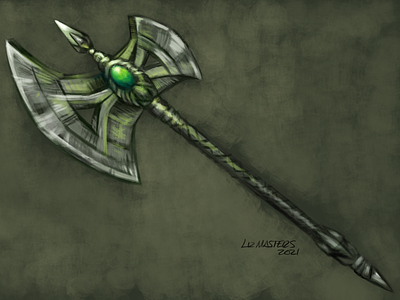 Fantasy Axe/Emerald WIP 2d game art axe concept art fantasy fantasy art ipad sketch weapon