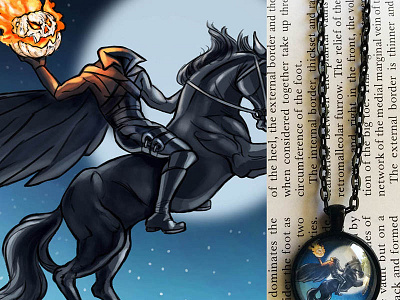 High-quality digital art of the headless horseman in roblox