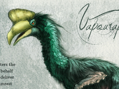Vapouraptor character page creature design dinosaur imaginary liz masters lizmasters monster prehistoric beast