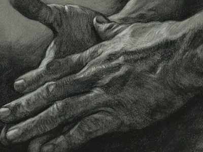 Charcoal Study of Josh's Hands #2