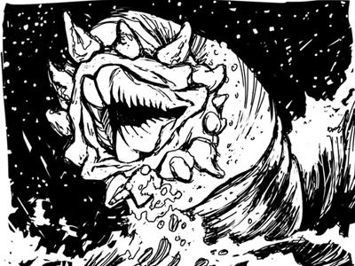 Nightmare at Sea beast comic book creature graphic novel hydrothermal worm monster nightmare ocean parasite pen and ink sea sea monster worm