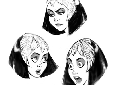Moving on to "Surprise and Contempt" character design cleopatra contempt egypt emotion expression fear illustration sketch surprise