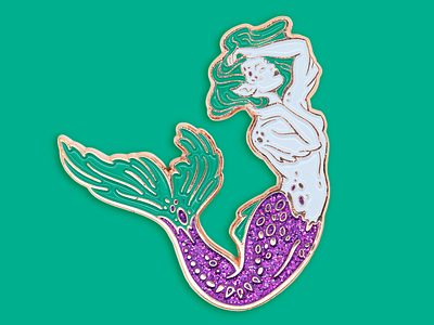 Lagoon Green Siren enamel pin illustration lagoon mermaid siren