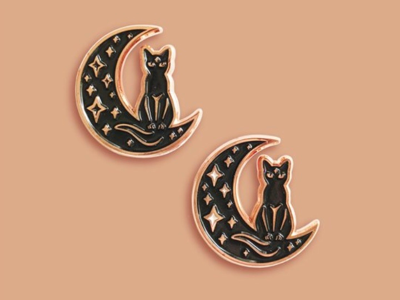Celestial Cat Enamel Pin black cat cat celestial dear moon enamel pin full moon halloween moon night night sky stars witch wizard