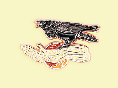 Raven with Blood Moon Enamel Pin