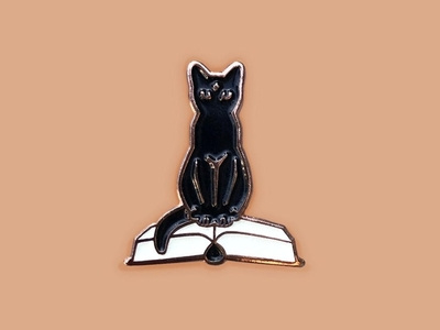 Spell Book Kitty Pin liz masters illustration witch magic halloween kitty cat book spell enamel pin