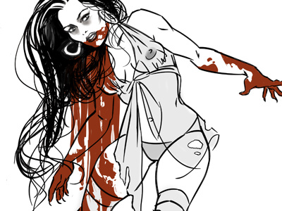 Pretty Fresh blood camisole grass high heels hoops lingerie living dead girl night gown nightie pin up sexy teddy zombie