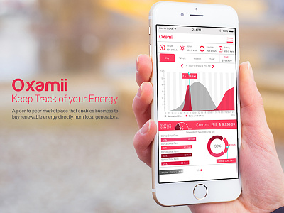 Oxamii App UI Design android app app design app ui energy graph design mobile app mobile app design pink renewable energy ui design ui interface