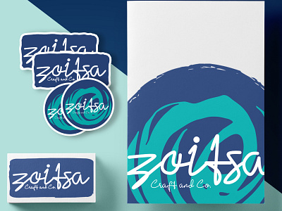 Branding and Stationary | Zoitsa Craft and Co blue branding branding and identity business card design concept art greek minimalistic stationary stationary mockup