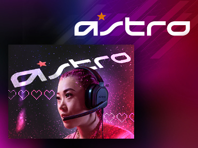 Astro A10 ad advertising astro gaming concept art design gamergirl gaming gradient headset logitech minimal mockups modern pixelart splash