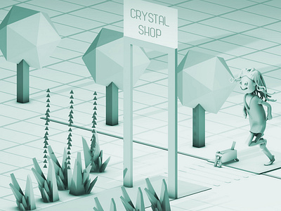 3D illustration Fun with crystals