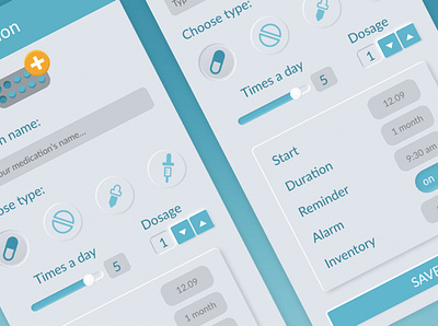 Neumorphism | Medication tracker | Light mode design micro interaction microinteraction neumorphic neumorphic design neumorphism neumorphism ui skeumorph skeumorphic skeumorphism soft ui ui uidesign ux design uxdesign