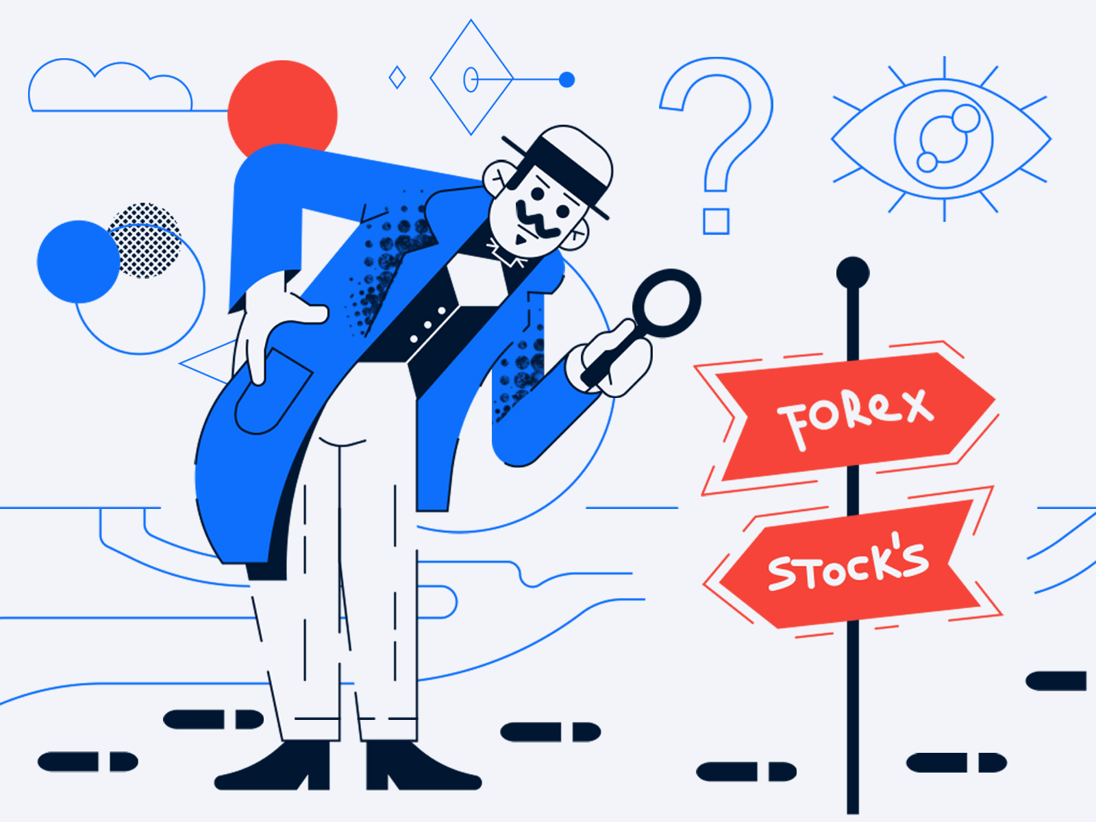 The difference between Forex and stocks lineart illustration vectorart forex trading